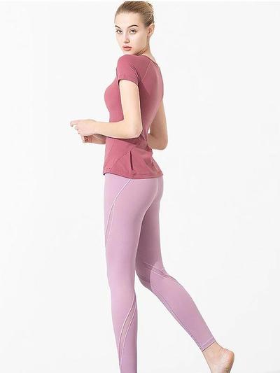 Ladies' yoga tights fitness running fashion high waist cut and sewn quick dry wicking breathable high elastic summer dance legging